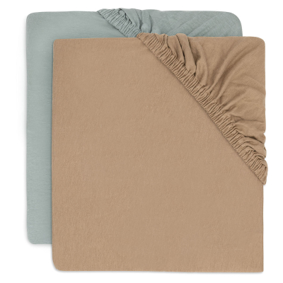 Plahta za madrac 80/90x40 cm, SEA GREEN/BISCUIT pamučni žersej (2 komada), Jollein®