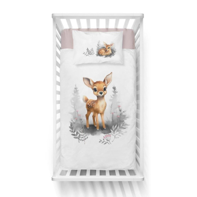  Dvostrana sivo-ružičasta posteljina BAMBI 120x90 cm