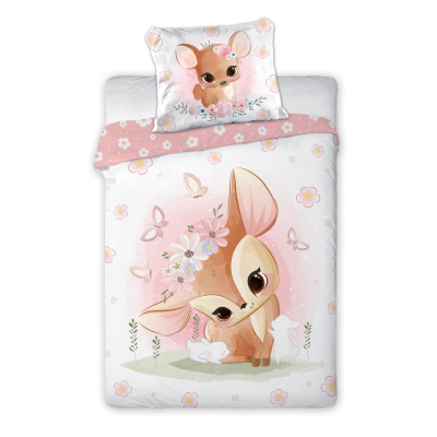 Rozo-bijeli 2-dijelni set posteljine BAMBI Cuddles 135x100 cm, Faro