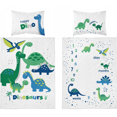 Bijela posteljina DINOSAURI 120x90 cm