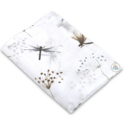 Bijela muslin pelena 120 x 120 cm DRAGONFLY, Ega