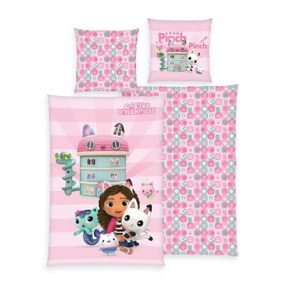 Ružičasta 2-dijelna posteljina Gabby's Dollhouse Pinch 140x200 cm