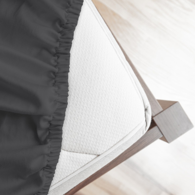 Premium SATEN navlaka s gumom 90x200 cm – tamno siva