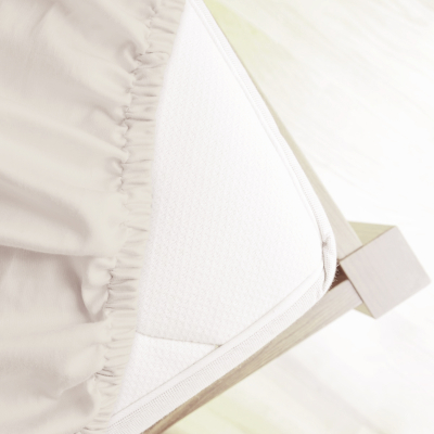 Premium SATEN navlaka s gumom 90x200 cm – biserno bijela