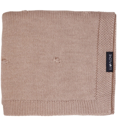 Karamel bež MERINO volneno pletena odeja POPCORN, Lullalove 90x100 cm - PREMIUM