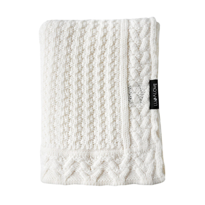 Kokos bijela MERINO vunena pletena deka KITKA, LULLALOVE 90x100 cm - PREMIUM