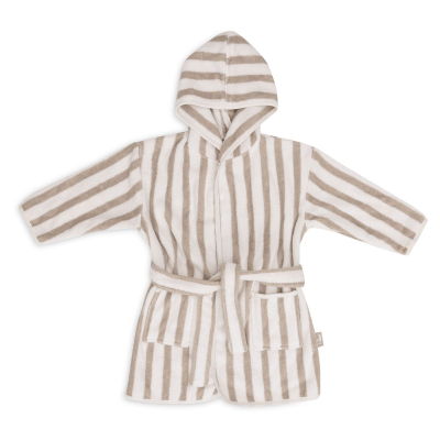 Krem bijeli dječji kućni ogrtač 1-2 godine STRIPE TERRY OLIVE, Jollein® GOTS
