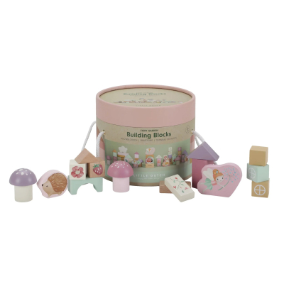 Set drvenih kocki za gradnju, FAIRY GARDEN (24m+), 50 kocki, Little Dutch (LD7345)