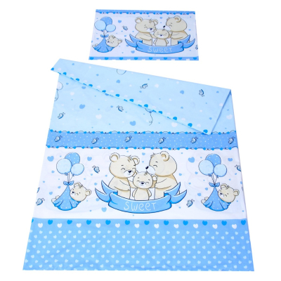 Plava 2-dijelna posteljina za krevetić MEDVJEDIĆI SWEET 60x75 cm BabyLux