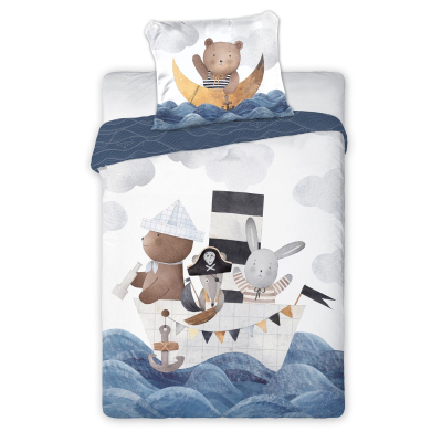 Sivo-plava 2-dijelna posteljina PLIŠANI GUSARI Cuddles 135x100 cm, Faro
