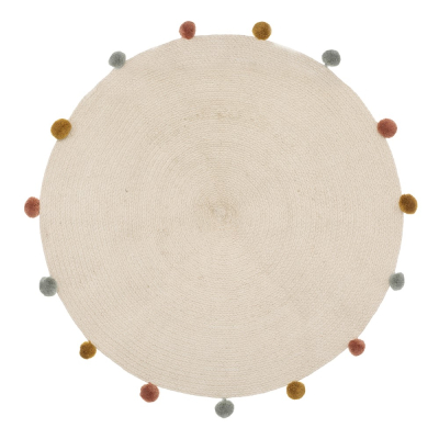 Bež dječji pamučni tepih POMPOM D90 cm, Atmosphera®