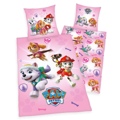 Ružičasta 2-dijelna posteljina PAW PATROL 140x200 cm