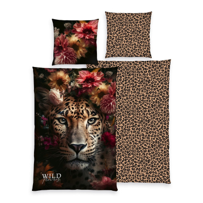 Dvostrana 2-dijelna posteljina LEOPARD WILD FLOWERS, 140x200 cm