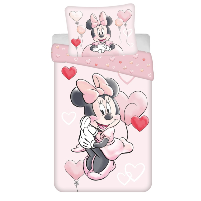 Ružičasta 2-dijelna posteljina MINNIE MOUSE baloni 140x200 cm, ©DISNEY