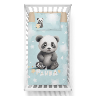 Plava posteljina BABY PANDA 120x90 cm