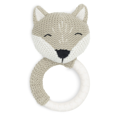 Bež pletena zvečka - grizalo FOX Fox (0m+) Jollein®
