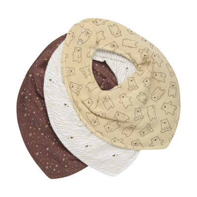 Žuti i smeđi podbradnjak - TEDDY AND STARS (3 komada), Fixoni®