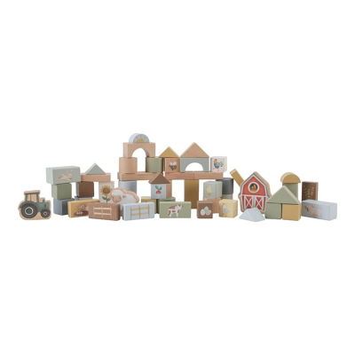 Set drvenih kocki za gradnju, LITTLE FARM (24m+), 50 kocki, Little Dutch (LD7145)