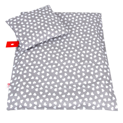 Siva 2-dijelna posteljina BIJELA SRCA 120x90 cm BabyLux