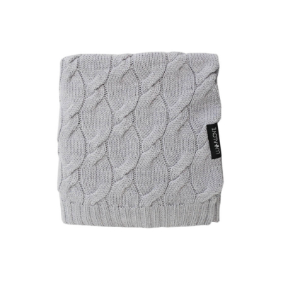 Pleteni pokrivač od vune MERINO sive LULLALOVE 80x100 cm - PREMIUM