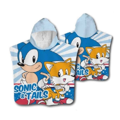 Svijetloplavi dječji ručnik-pončo jež SONIC, 50x100, ©Sega