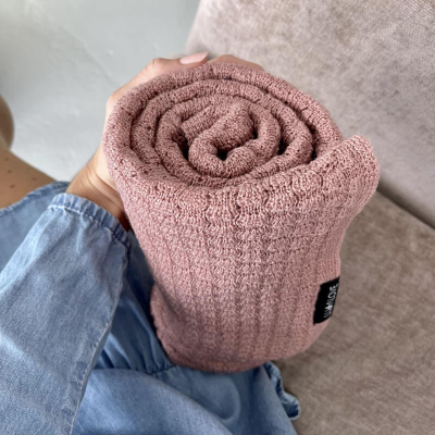 Prljavo roza MERINO deka LEPTIR, Lullalove 90x100 cm - PREMIUM