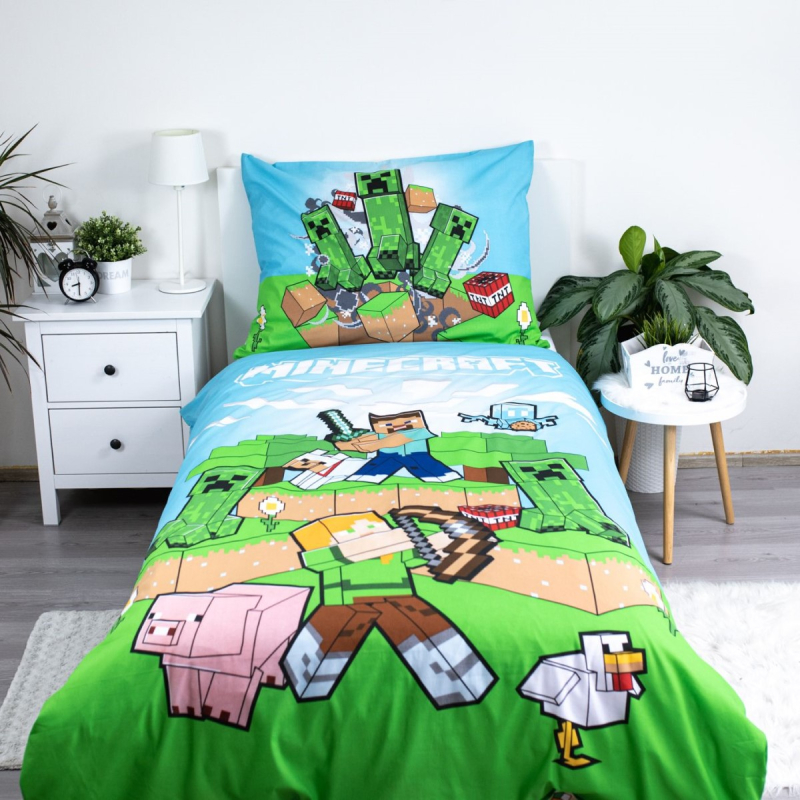 2-dijelna posteljina MINECRAFT Outdoors Mobs, 140x200 cm 