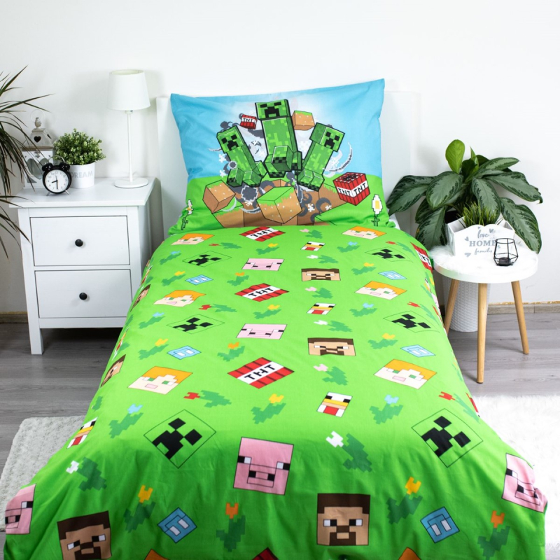 2-dijelna posteljina MINECRAFT Outdoors Mobs, 140x200 cm 