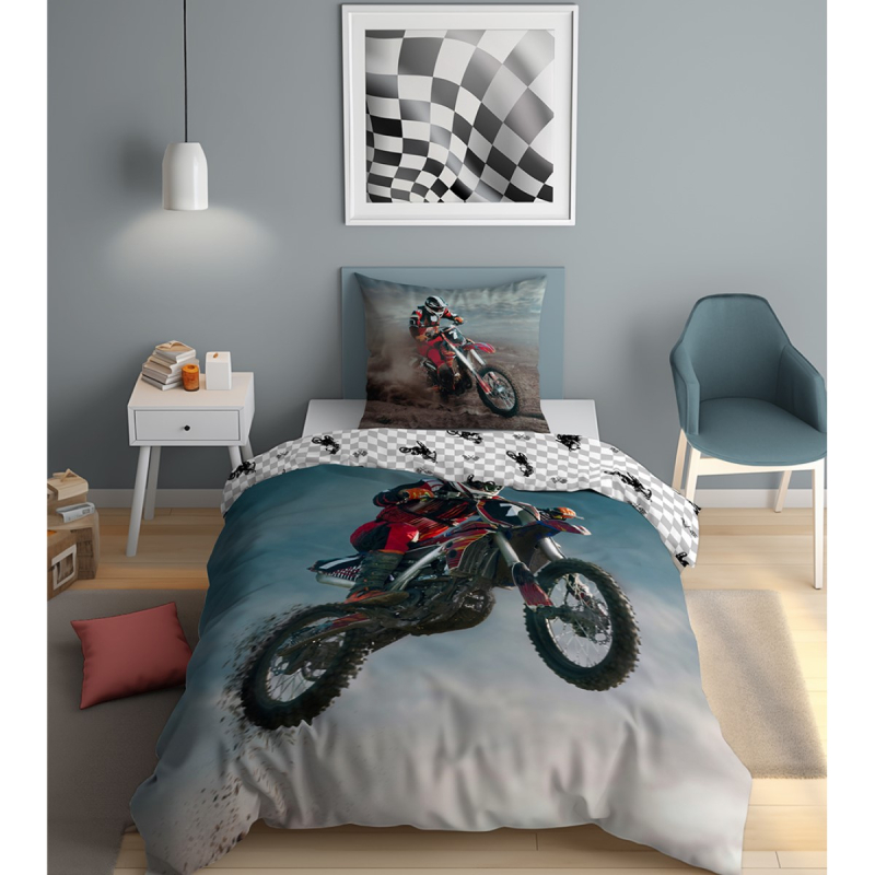 2-delna posteljnina MOTOCROSS Glow in the dark, 140x200 cm-1