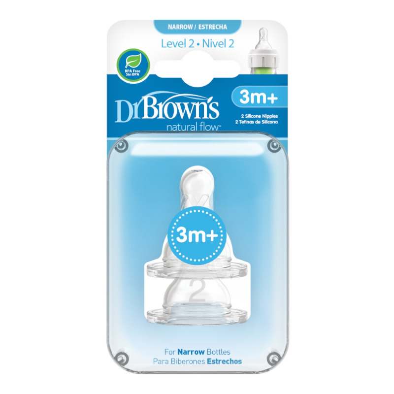 Silikonska duda Anti-Colic, usko grlo, silikon - level 2, Dr. Brown's 