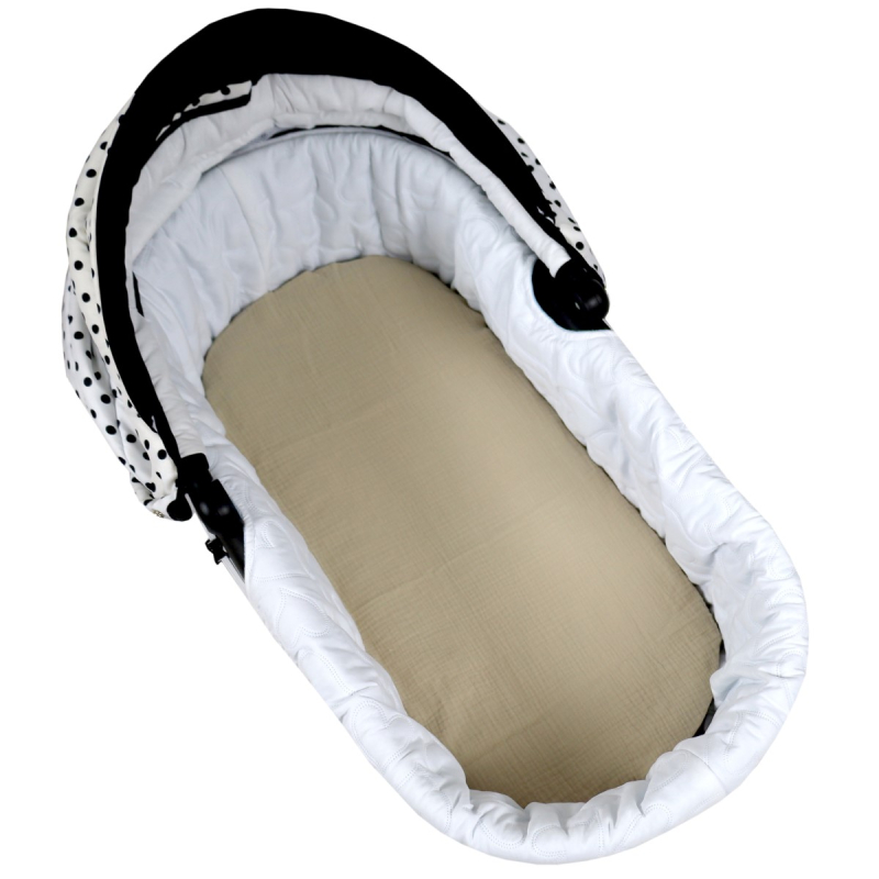 Bež ovalna plahta za košaru 75/80 x 35/40 cm od pamučnog muslina, BabyLux