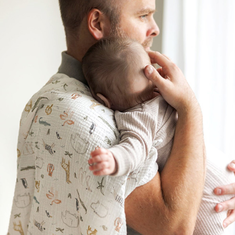 Bež tetra muslin pelene s printom, AFRIKA (3 KOM) BabyOno