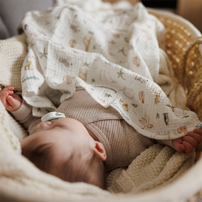 Bež tetra muslin pelene s printom, AFRIKA (3 KOM) BabyOno