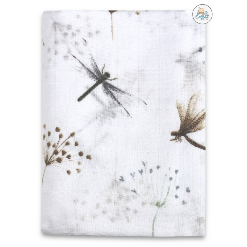 Bijela muslin pelena 120 x 120 cm DRAGONFLY, Ega