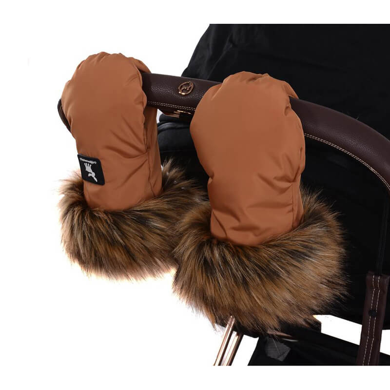 Dvojne karamel rjave rokavice za voziček Cottonmoose