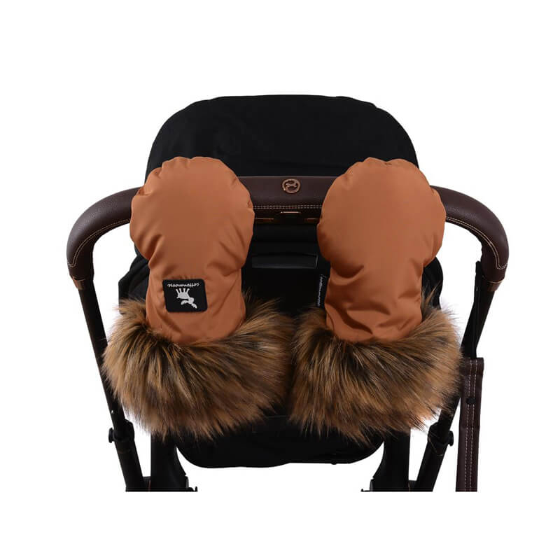 Dvojne karamel rjave rokavice za voziček Cottonmoose