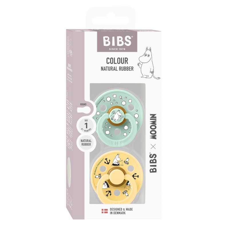 Duda BIBS x Moomin lateks – Nordic Mint Mix, 6–18M (2 kom)