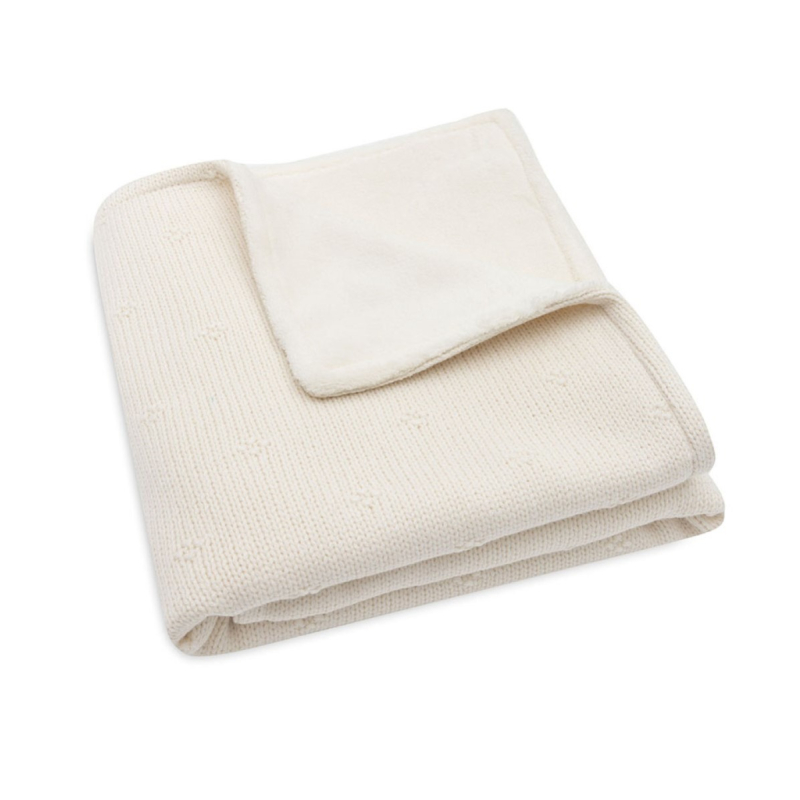 Kremno bela dvoslojna pletena odeja 75x100cm Cosy Knit Ivory/Velvet