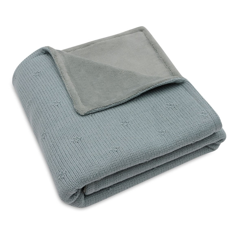 Zelena dvoslojna pletena odeja 75x100cm Cosy Knit Sea Green/Velvet, Jollein®