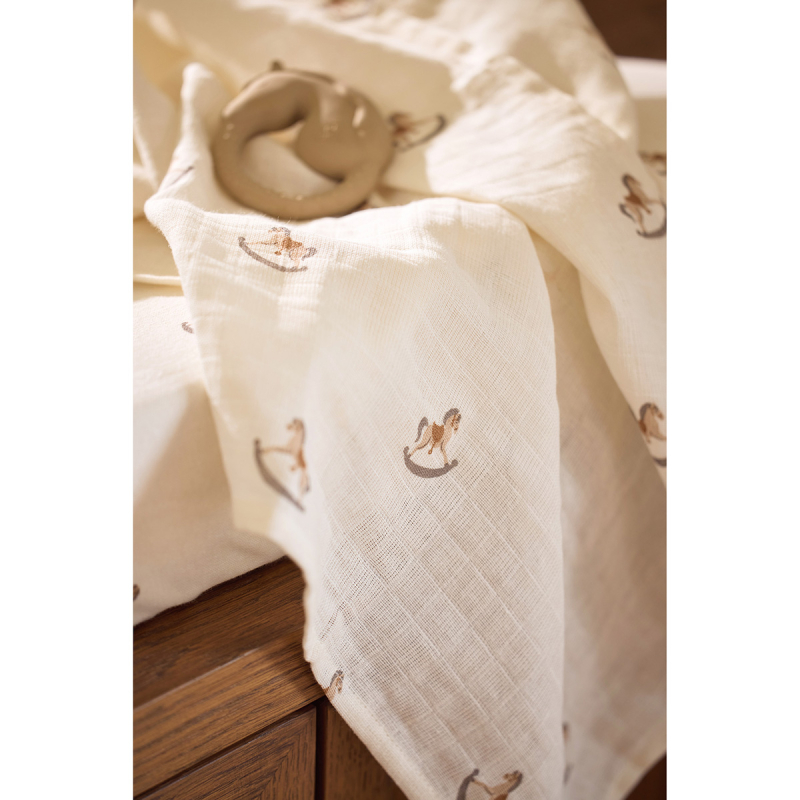 Bele tetra plenice NOSTALGIC RIDE (70x70 cm) – 3 kosi, Jollein®