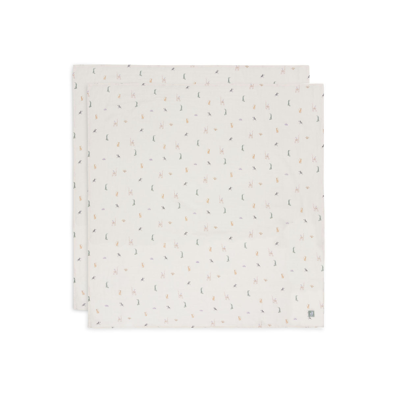 Kremno bele tetra plenice JUNGLE JAMBO (115x115 cm) - 2 kosa,  Jollein®