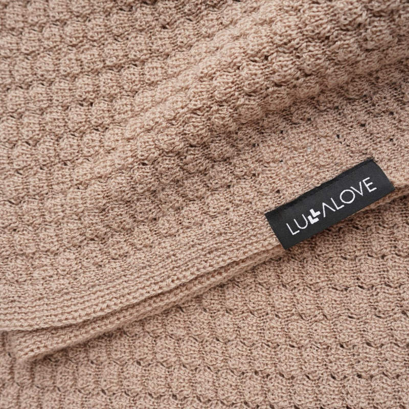 Karamel bež MERINO deka BUTTERFLY, Lullalove 90x100 cm - PREMIUM