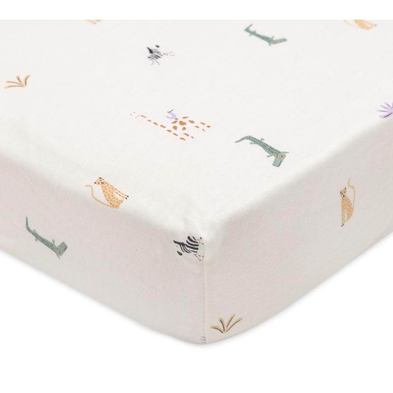 Kremno bela jogi rjuha 8090x40 cm JUNGLE JAMBO, bombažni jersey, Jollein®