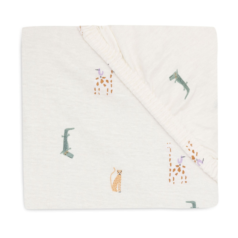 Kremno bela jogi rjuha 8090x40 cm JUNGLE JAMBO, bombažni jersey, Jollein®