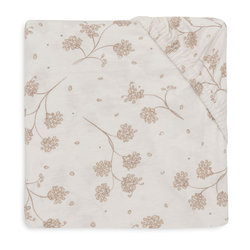 KREM BIJELA plahta za madrac 140x70 cm Leafy Dreams, pamučni žersej, Jollein®