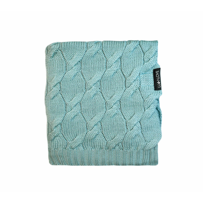 metalna mint pletena merino volnena odeja 80x100 cm lullalove