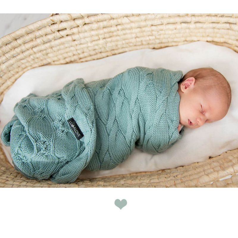 metalna mint pletena merino volnena odeja 80x100 cm lullalove 3