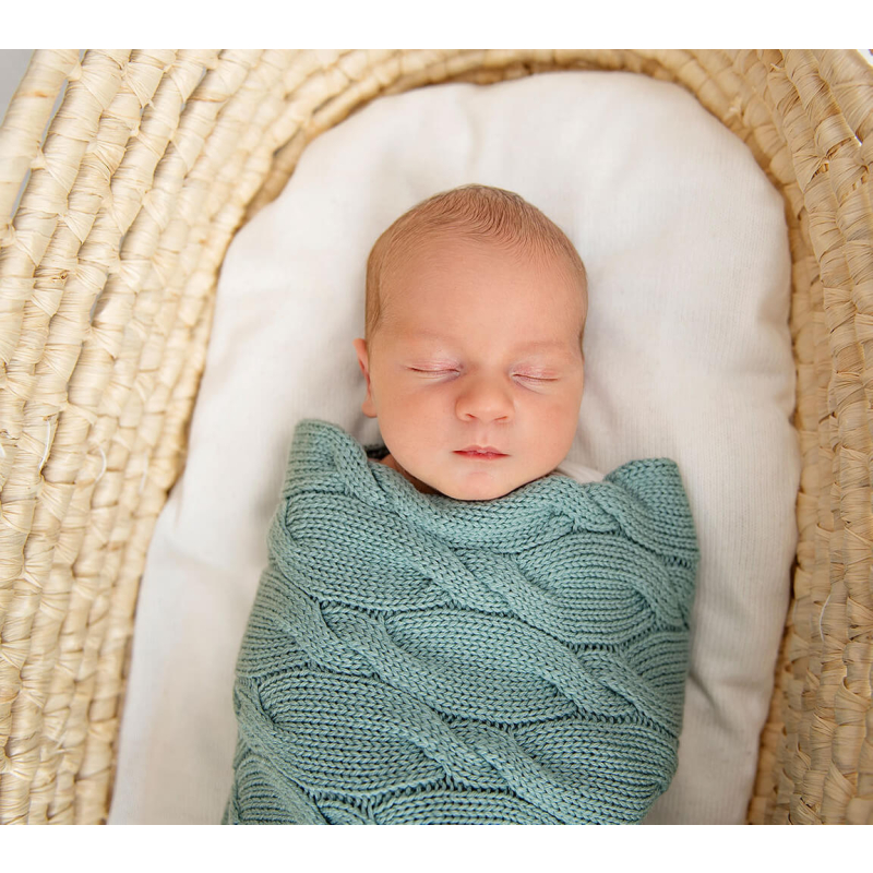 metalna mint pletena merino volnena odeja 80x100 cm lullalove 6