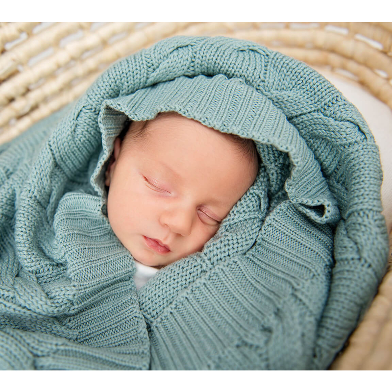 metalna mint pletena merino volnena odeja 80x100 cm lullalove 7