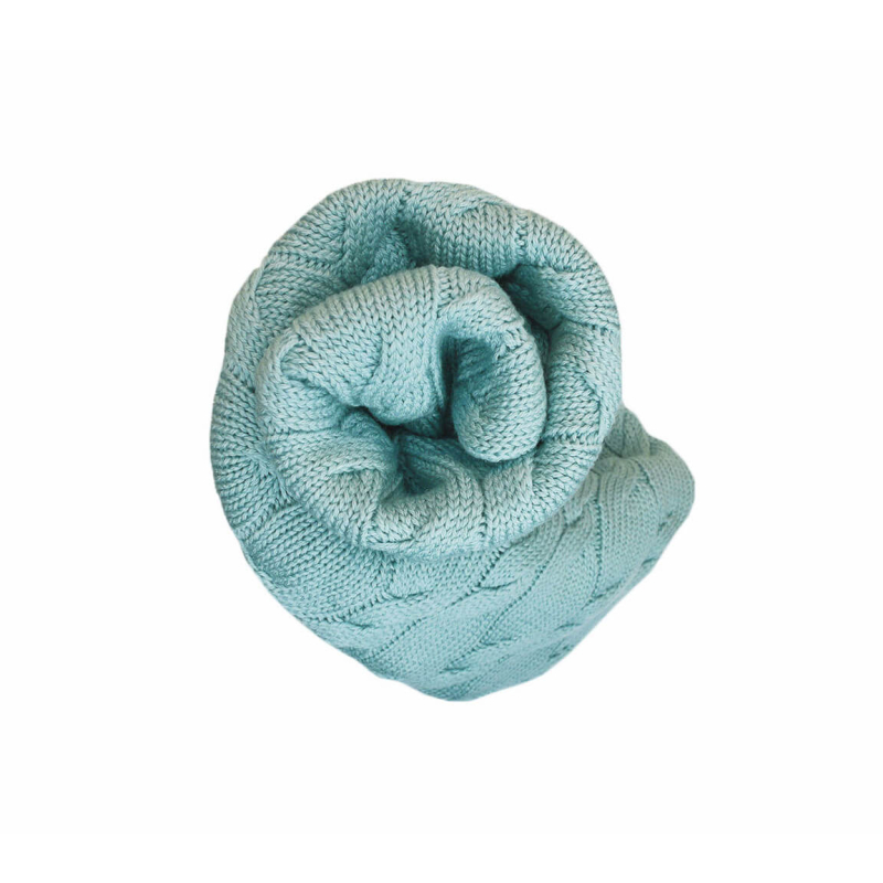 metalna mint pletena merino volnena odeja 80x100 cm lullalove 9